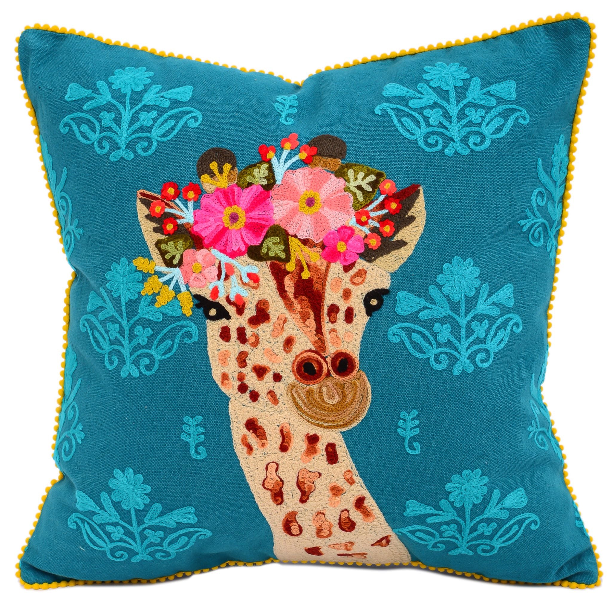 18 x 18 Throw Pillows (2) - Custom Giraffe Pattern - Animal Social