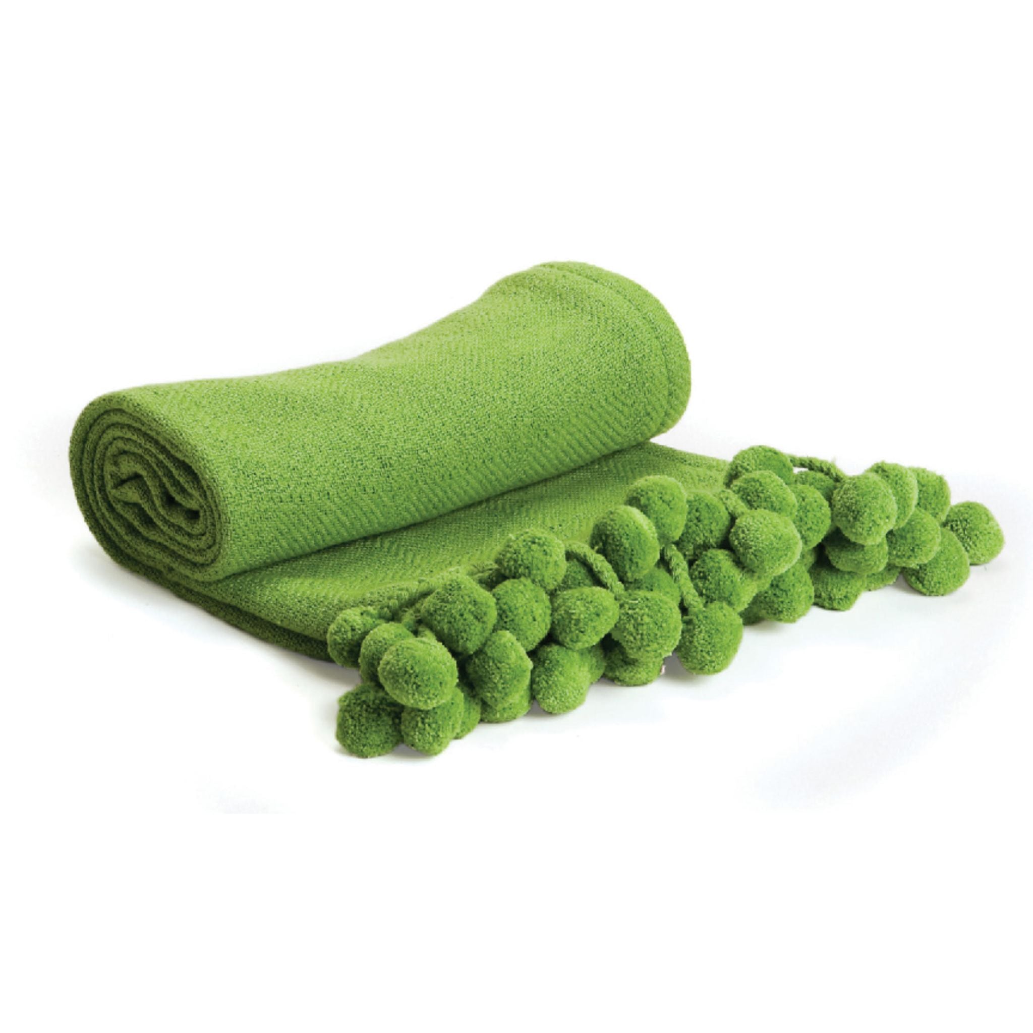 Green pom pom throw sale